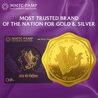 24K  Purest 10 gm Sone Ki Chidiya Gold Coin 24K (999.9+) - MMTC-PAMP