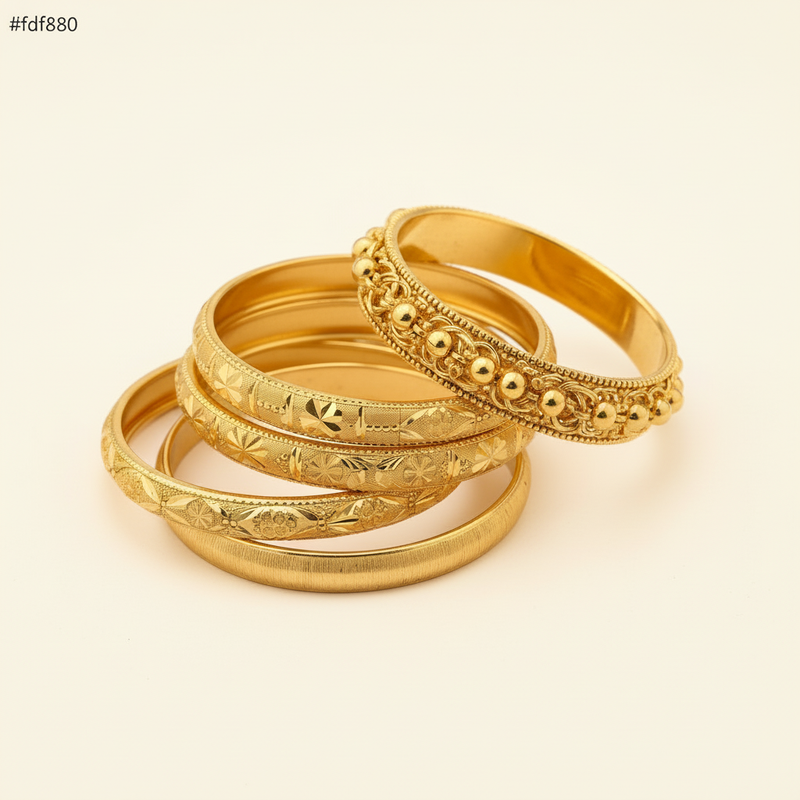 Gold Bangles - Cream Background