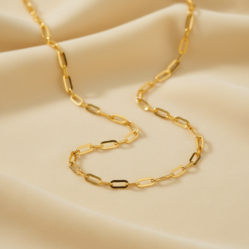 Gold Chain Necklace - Cream Background