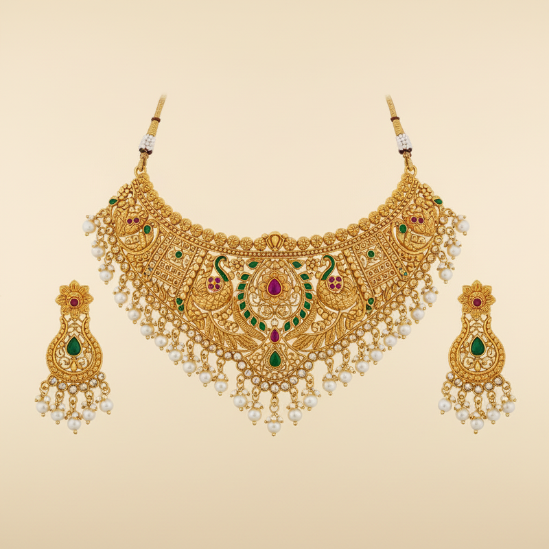 Gold Necklace - Cream Background