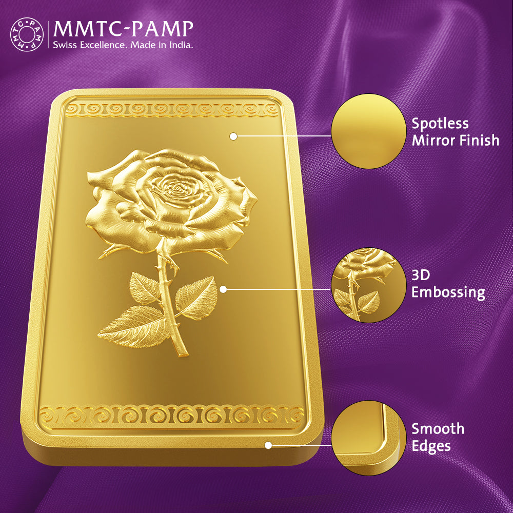 24K (999.9+) Purest 10 gm Rose Gold Bar - MMTC-PAMP