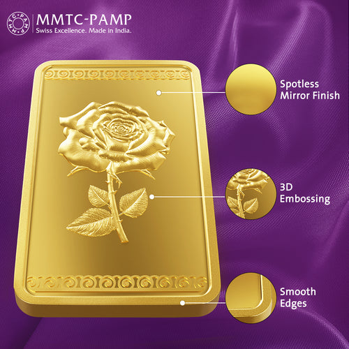 24K (999.9+) Purest 10 gm Rose Gold Bar - MMTC-PAMP