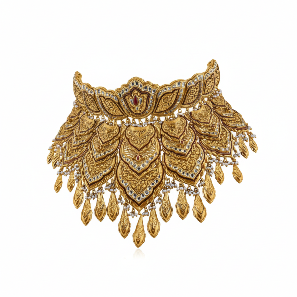 Swarnika Gold Necklace – Side Angle