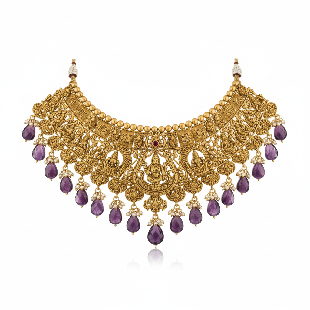 Khujrao Gold Necklace – Front View