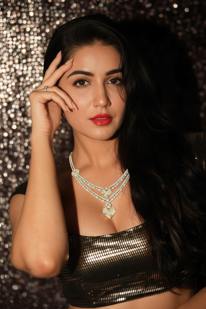 Swarna Diamonds Two Line Necklace - Additional Angle