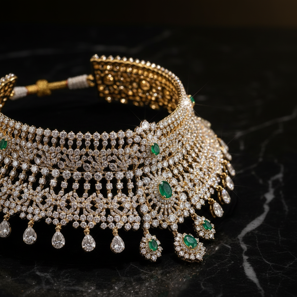 Floralis Diamond Choker – Side Angle View