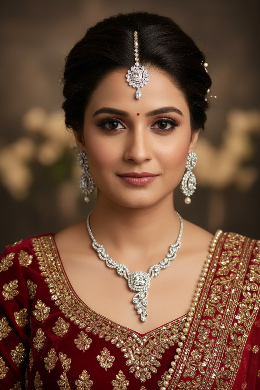 Indian Bride wearing Eternal Diamond Necklace