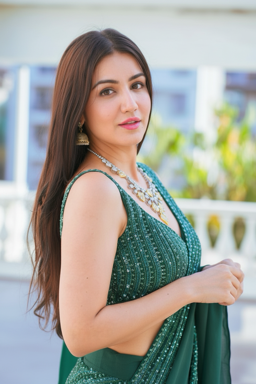 Swarna Diamonds Diamond Necklace - Back Glancing Pose