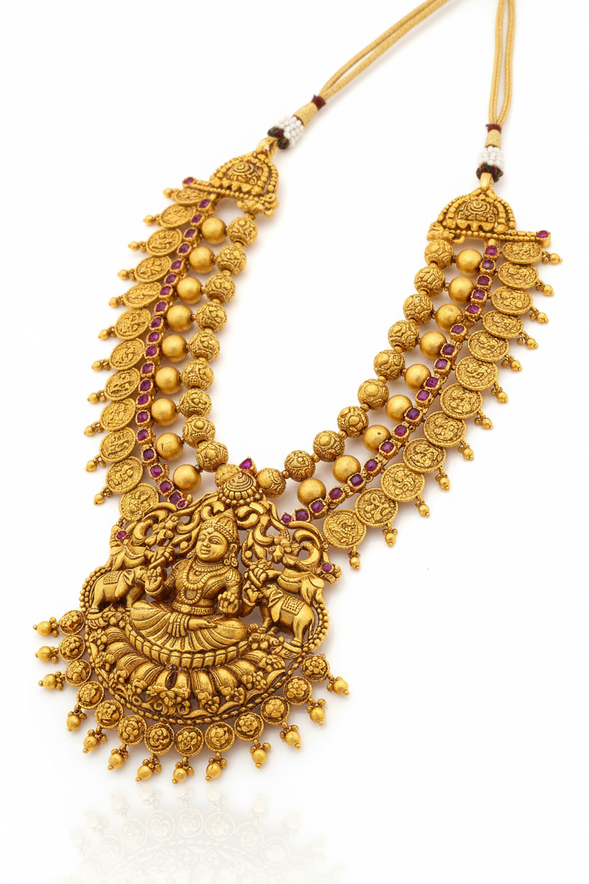 Nakashi Gold Bridal Necklace – Side Angle