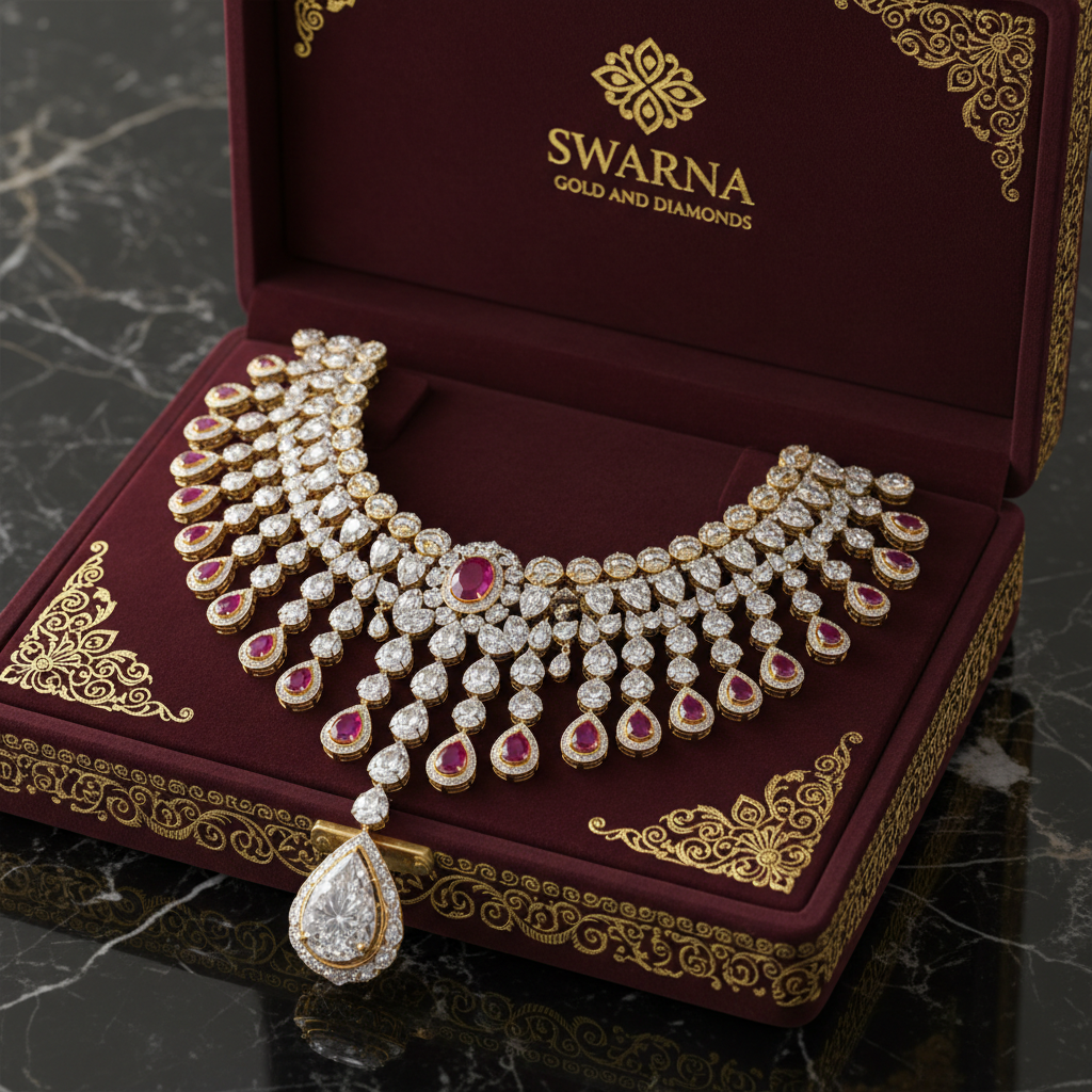 Padma Chandrika Diamond Necklace - Swarna Packaging