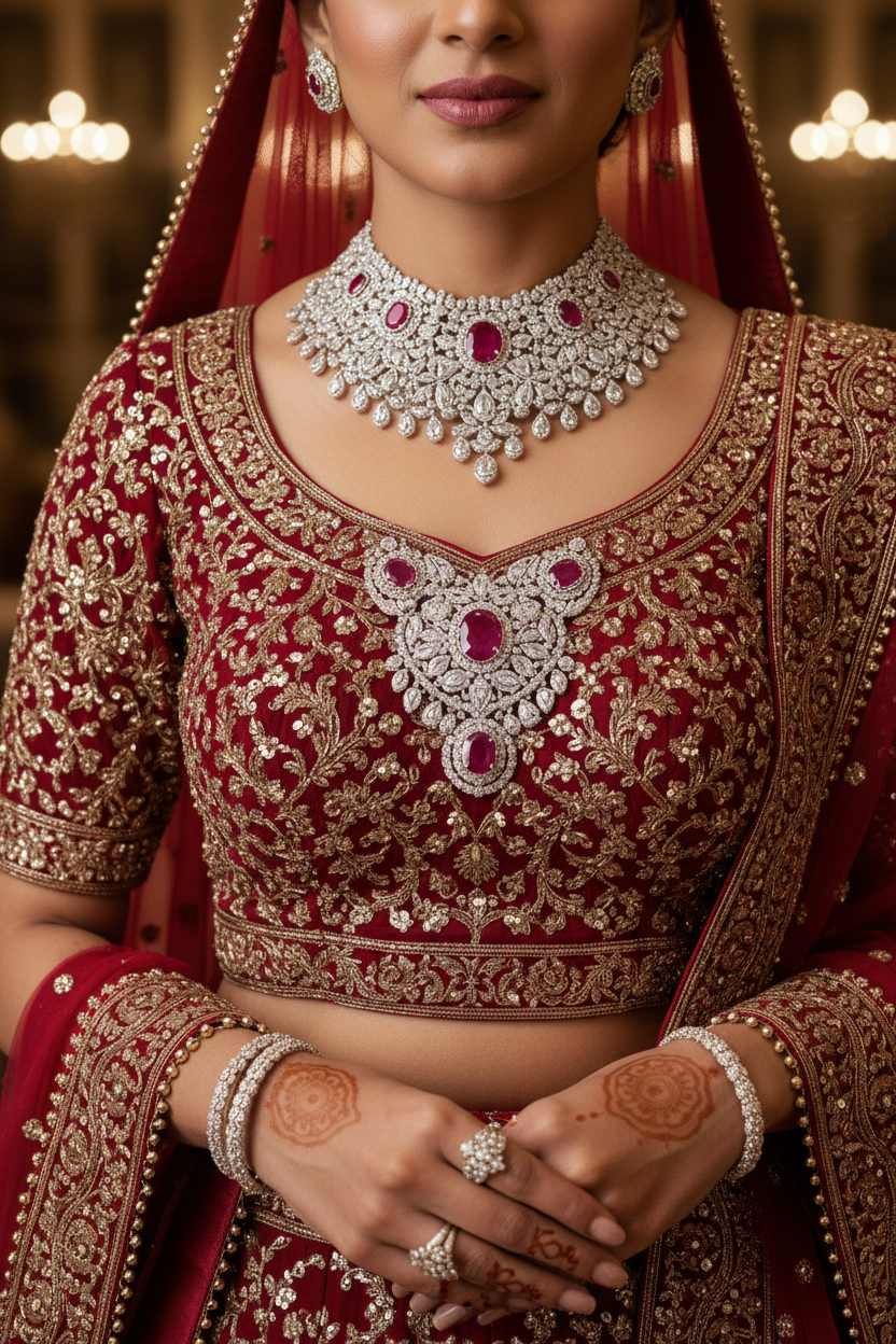 Mahroosh Diamond Necklace - Bridal Model