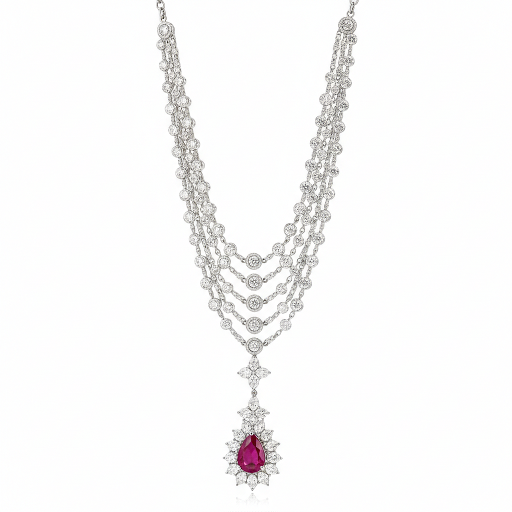 Veloria Drift Diamond Necklace - Side View