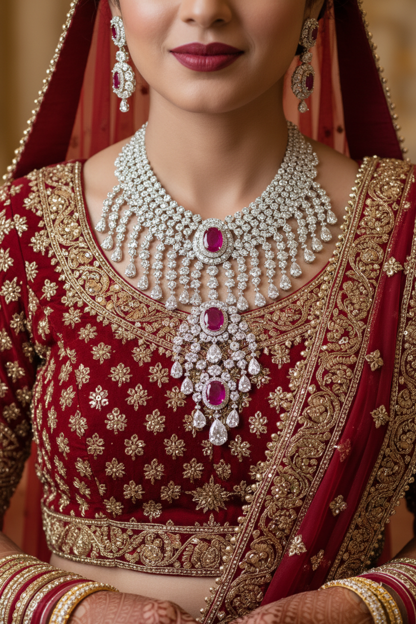 Padma Chandrika Diamond Necklace - Bridal Model