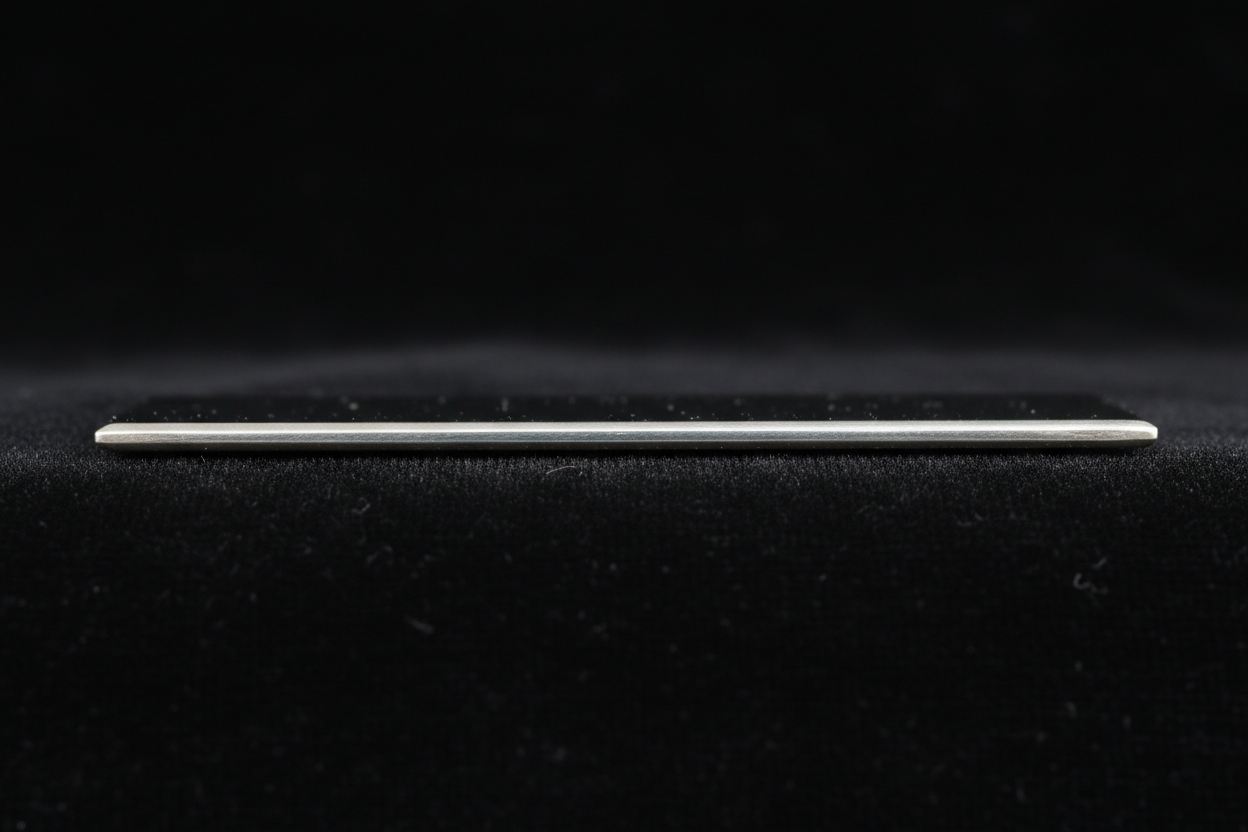 Side view of Swarna 10g Fine Silver Bar showing thickness and beveled edges