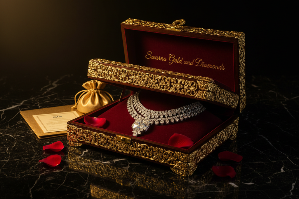 Swarna Gold and Diamonds – Grand Packaging with Imperial Diamond Necklace