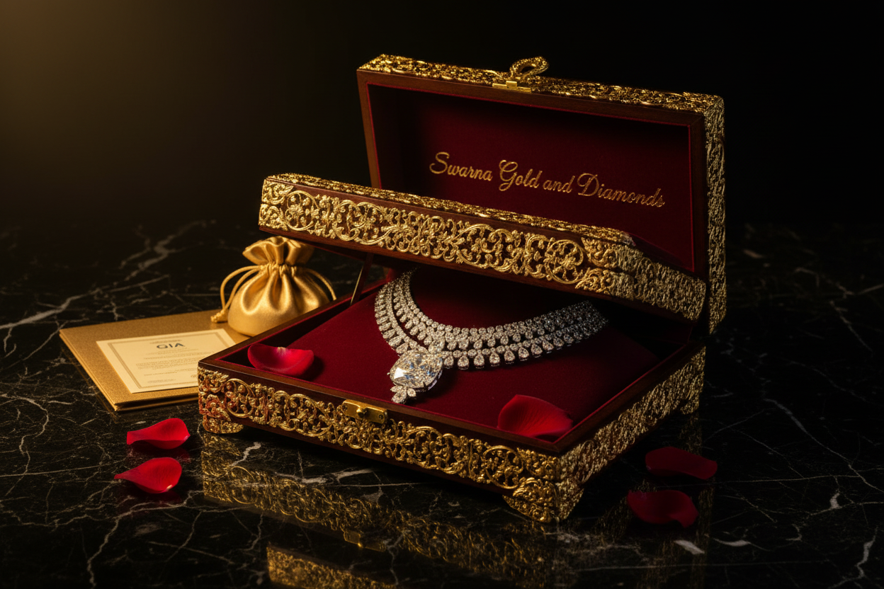Swarna Gold and Diamonds – Grand Packaging with Imperial Diamond Necklace