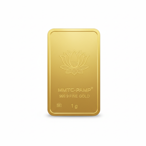 24K (999.9+) Purest 1 gm Lotus Gold Bar - MMTC-PAMP