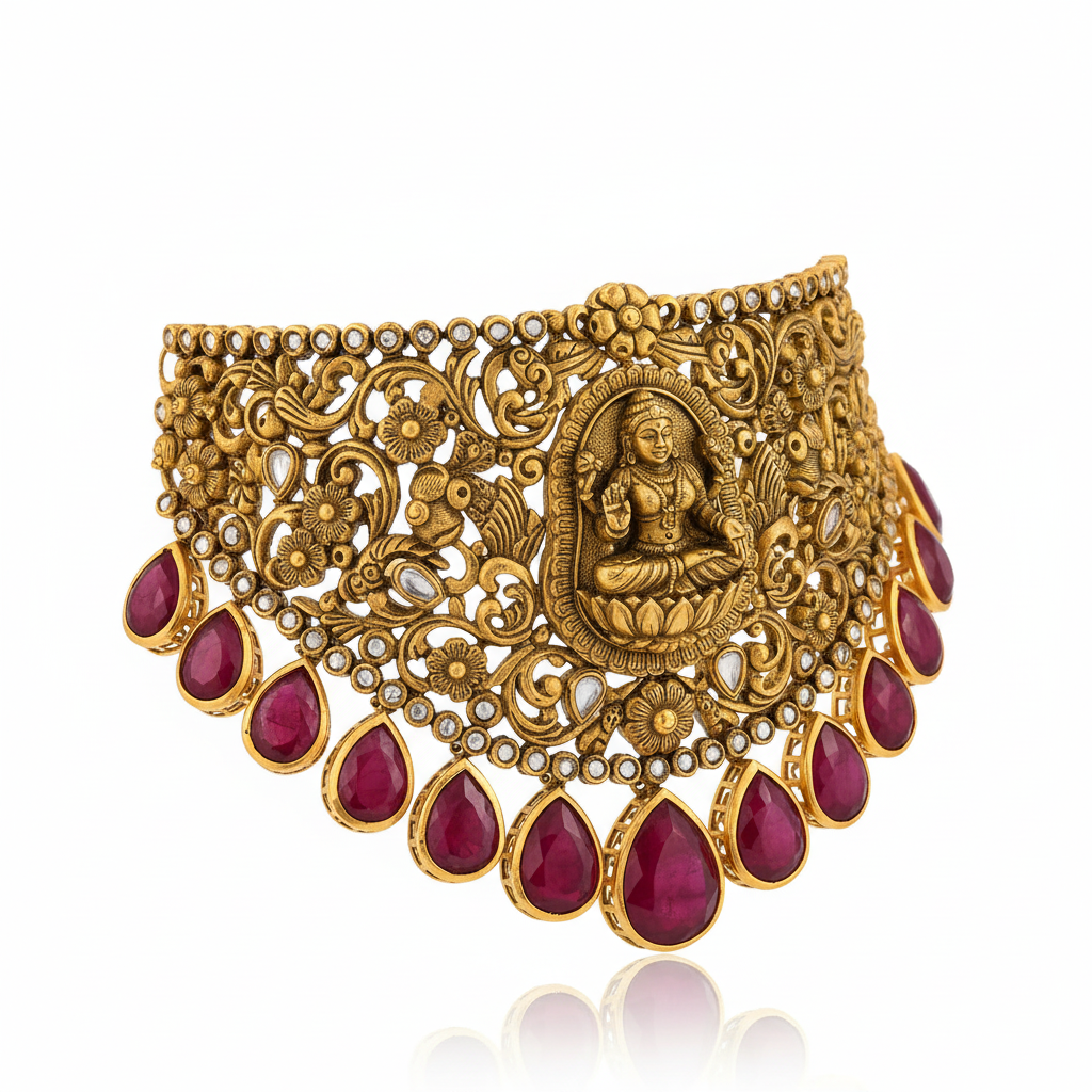 Jannat Gold Choker – Side Angle