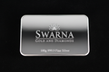 Front view of Swarna 100g Fine Silver Bar with Swarna lotus logo engraved
