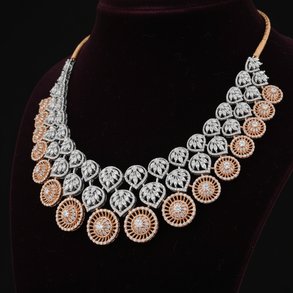 Eternal Ray Diamond Necklace – Side Angle View