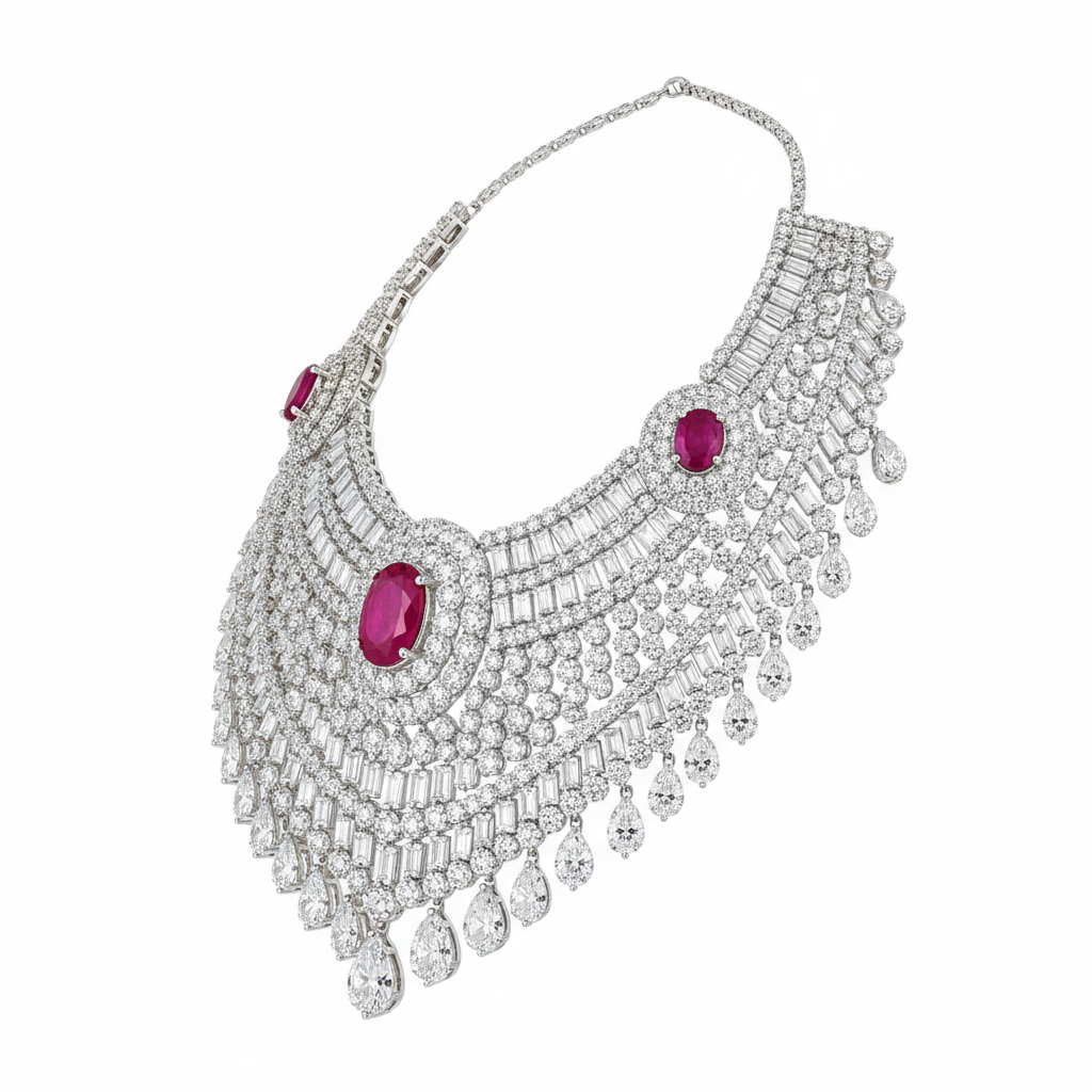 Padma Chandrika Diamond Necklace - Side View