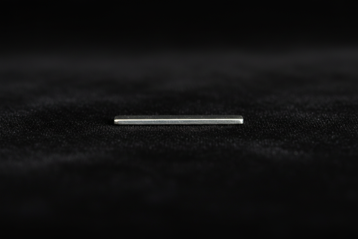 Side view of Swarna 10g Fine Silver Bar showing slim proportionate thickness