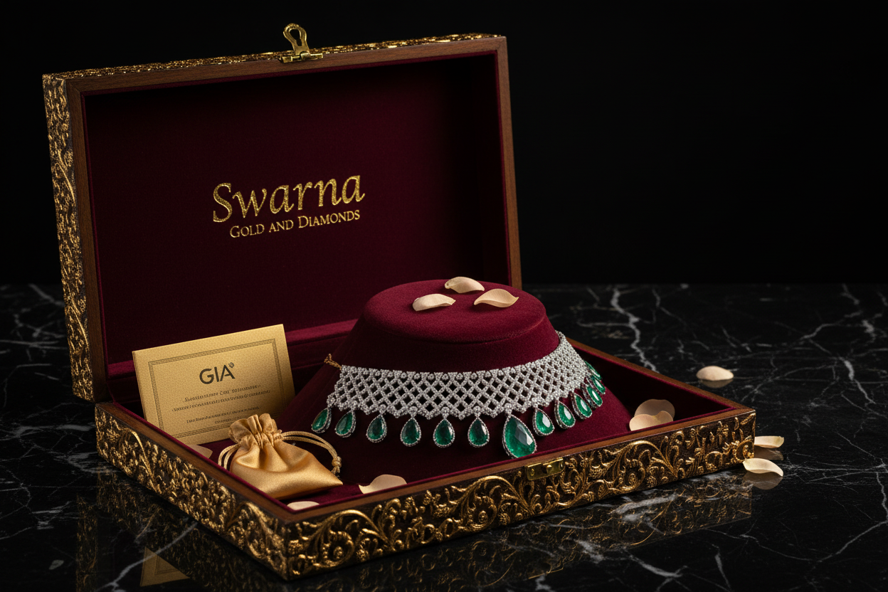Swarna Gold and Diamonds – Grand Packaging with Kinnari Bridal Diamond Choker