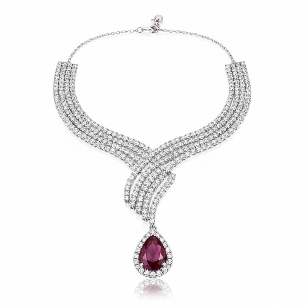 Veloria Drift Diamond Necklace - Front View
