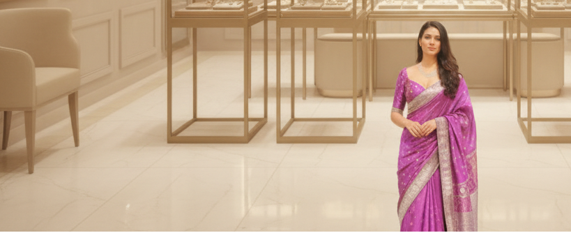 Swarna Diamonds Multi-Line Diamond Necklace - Front View