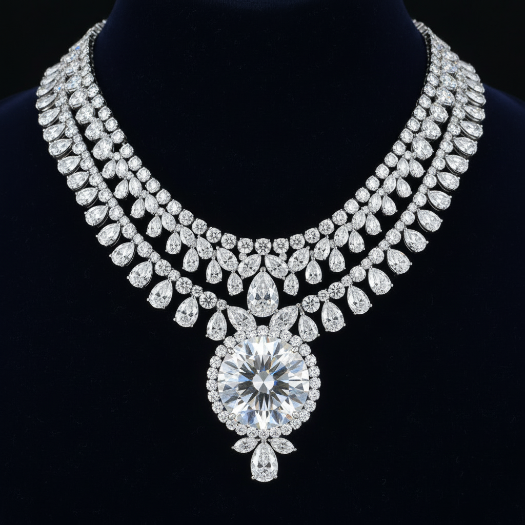 Imperial Diamond Statement Necklace – Top Down View