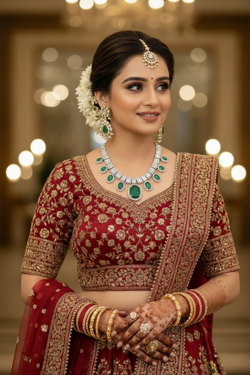 Aurora Glow Diamond Necklace - Bridal Model