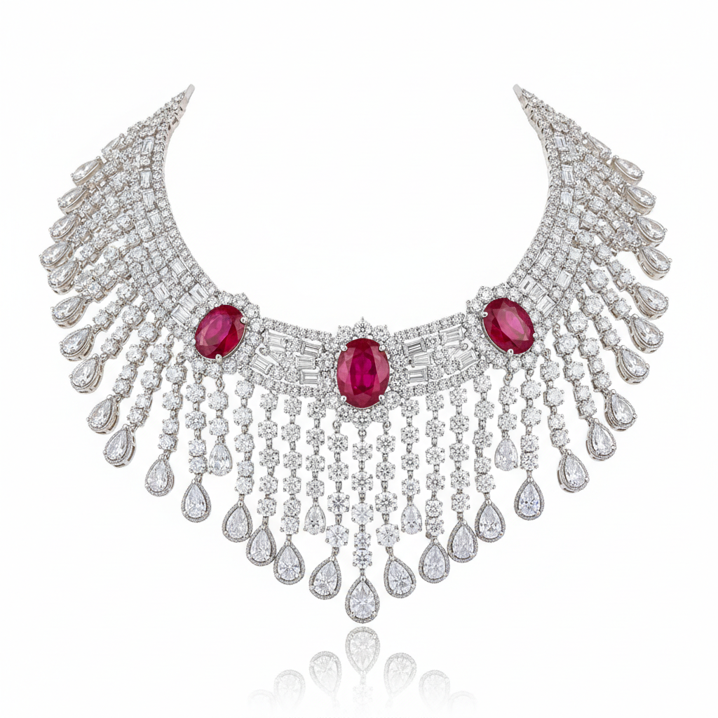 Padma Chandrika Diamond Necklace - Front View
