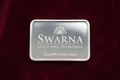 Front view of Swarna 25g Fine Silver Bar with Swarna lotus logo engraved
