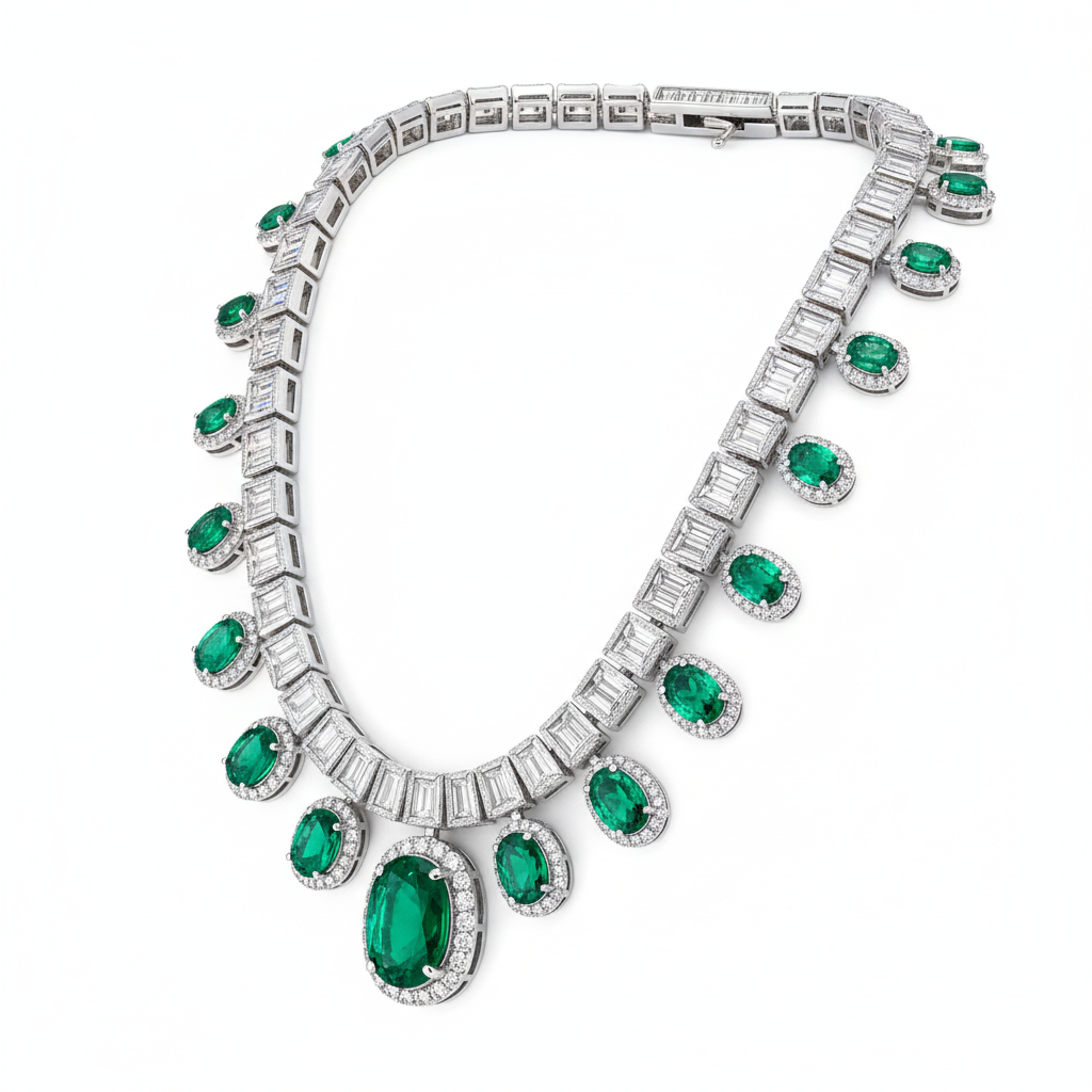 Aurora Glow Diamond Necklace - Side View