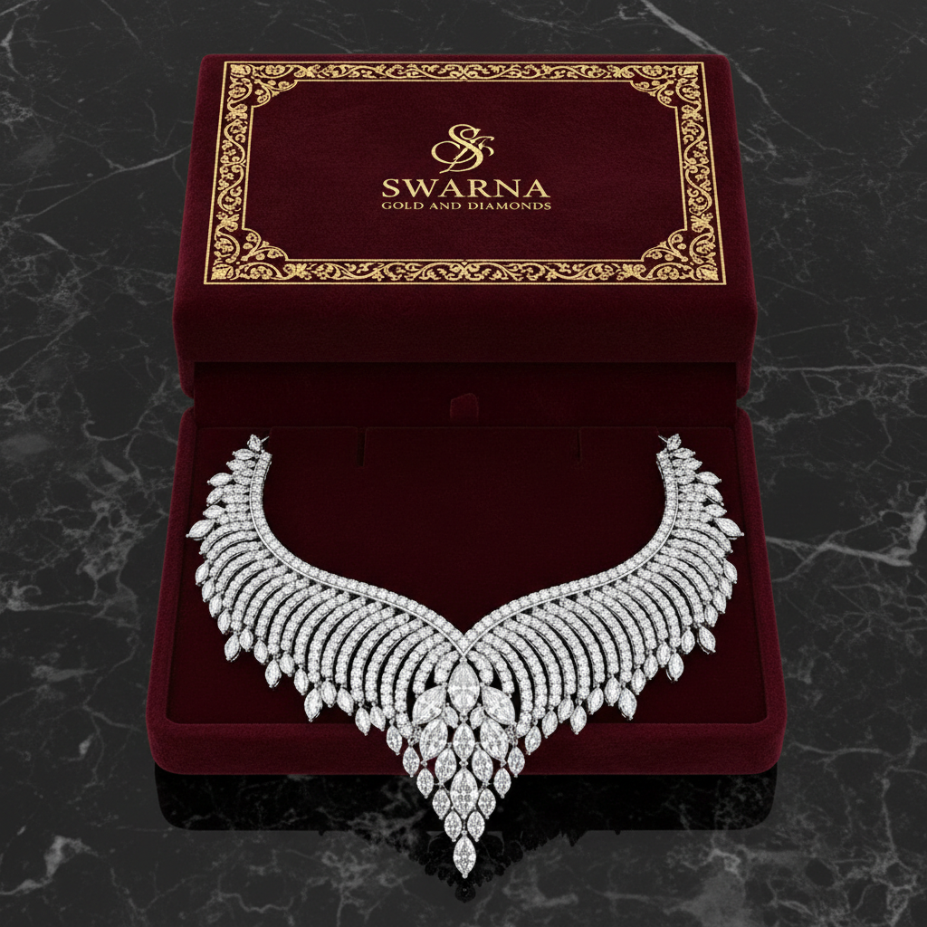 Pankh Dhara Diamond Necklace - Swarna Packaging