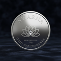 Front of Swarna 100g Fine Silver Coin with lotus diamond logo