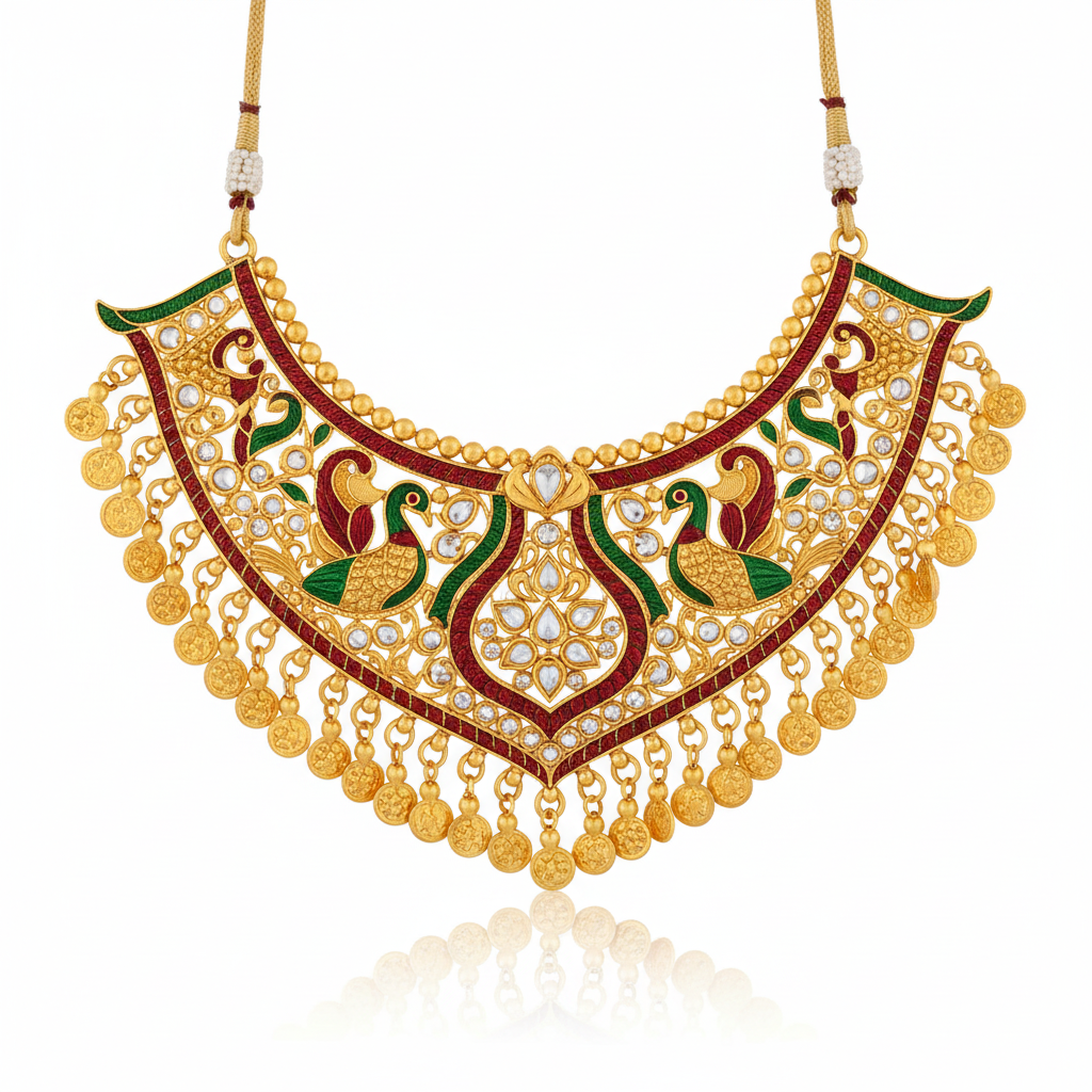 Rajwada Gold Choker Necklace – Front View