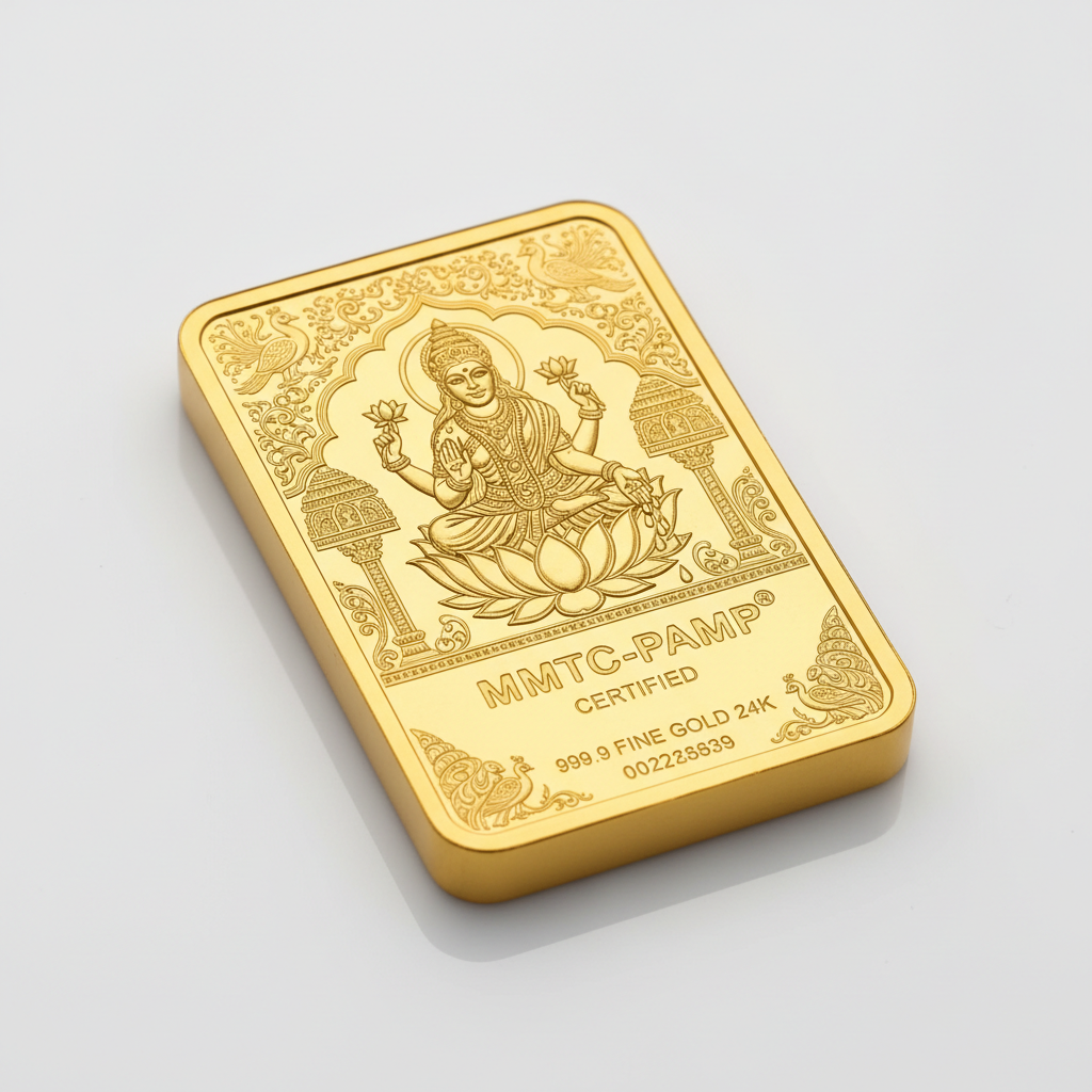 24K (999.9+) Purest 10 gm Laxmi Gold Bar - MMTC-PAMP