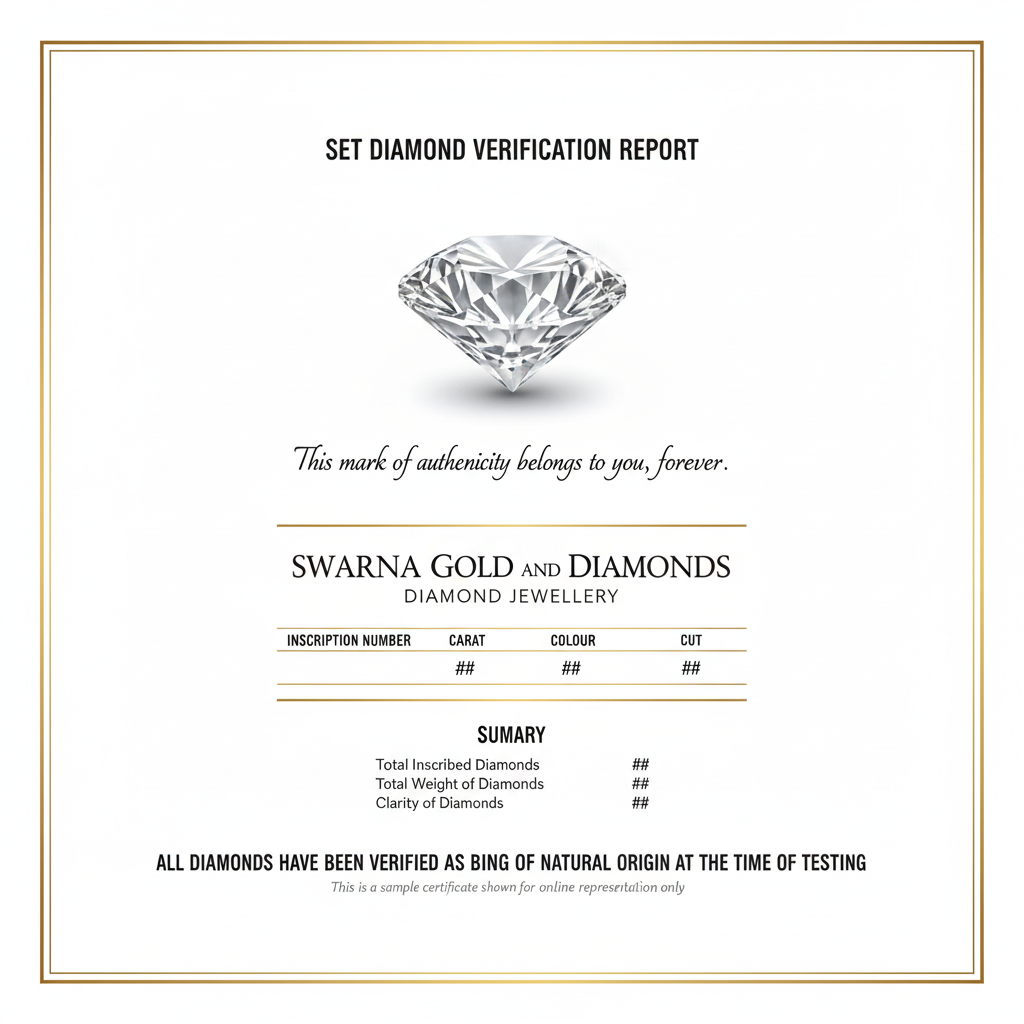 Swarna Gold and Diamonds - Diamond Verification Certificate