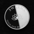 Front of Swarna 250g Fine Silver Coin with lotus diamond logo