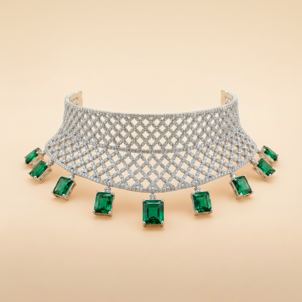 Jhanvi Bridal Diamond Choker – Front View