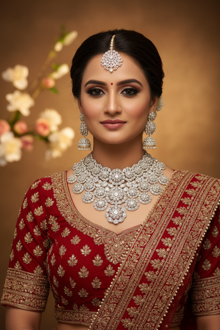 Indian Bride wearing Eternal Sparkle Diamond Necklace