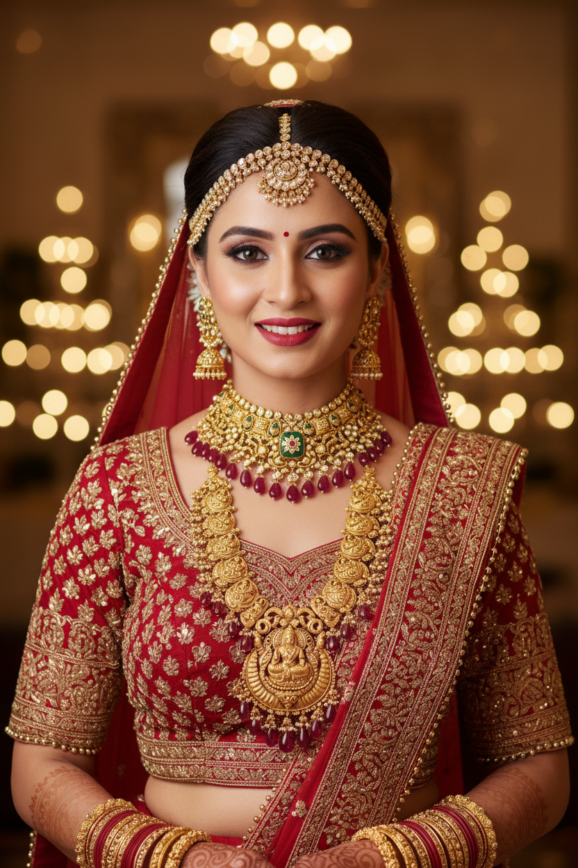 Indian Bride wearing Jannat Gold Choker