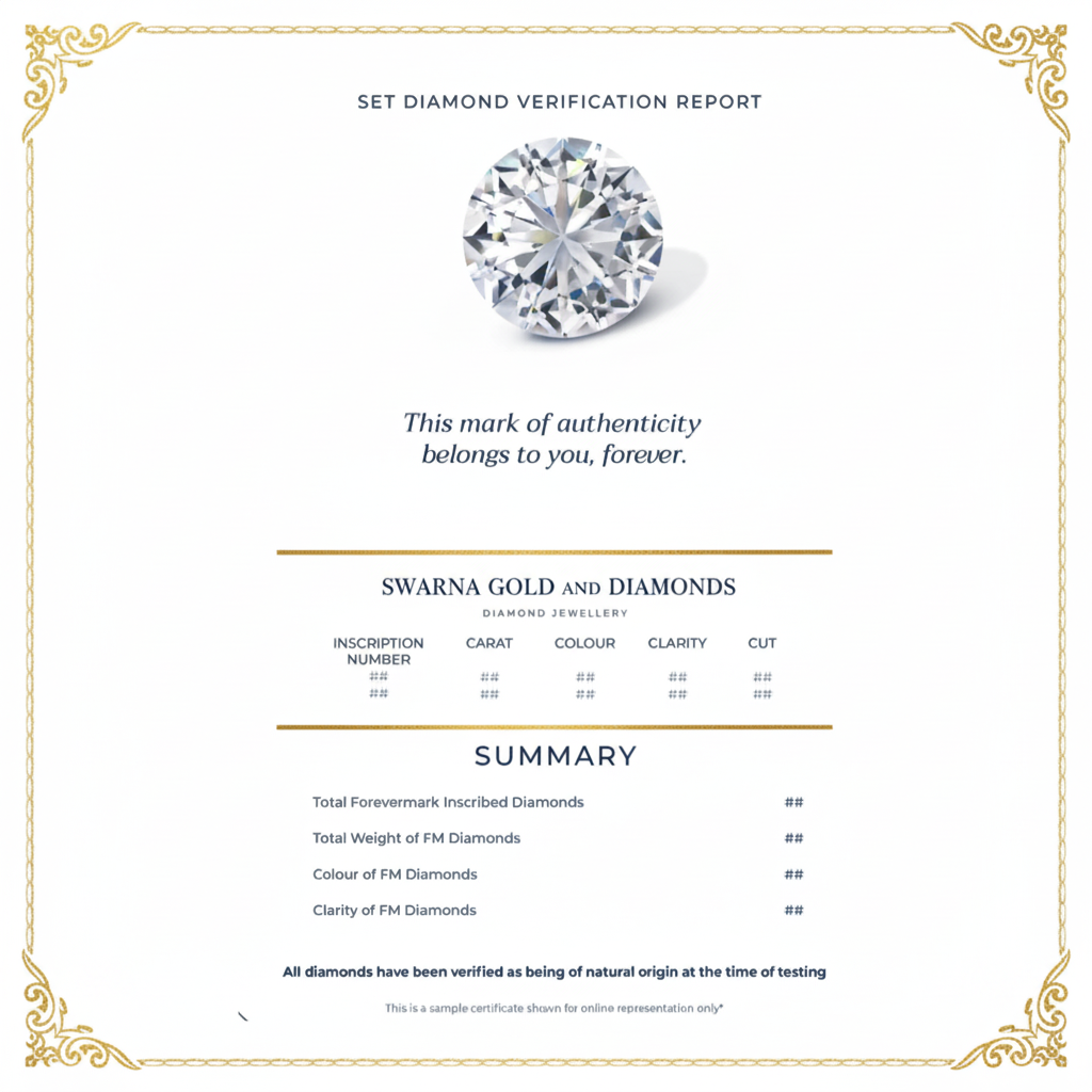 Swarna Gold and Diamonds - Diamond Verification Certificate