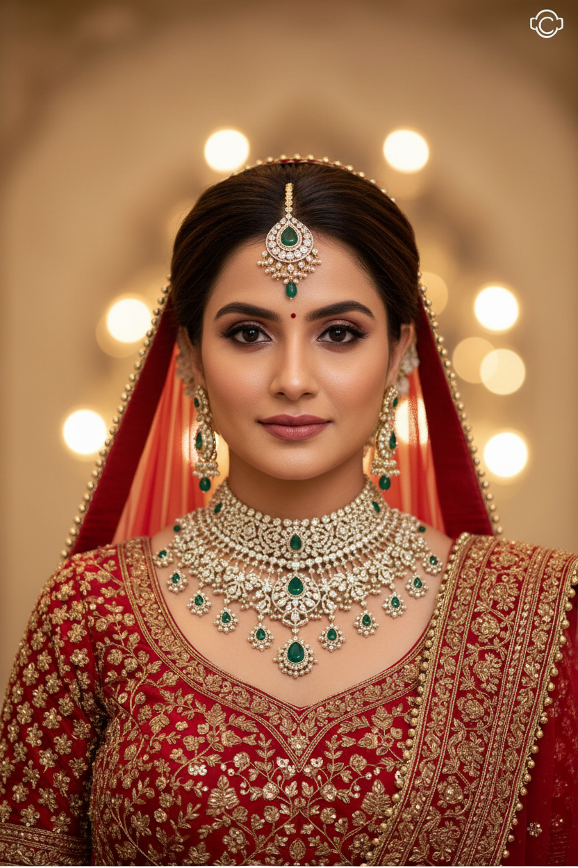 Indian Bride wearing Floralis Diamond Choker